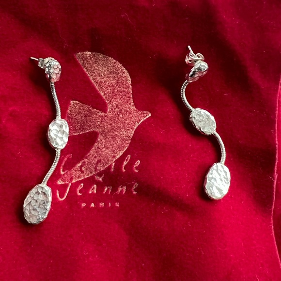 Cecil Jeanne Paris hammered silver handmade earrings